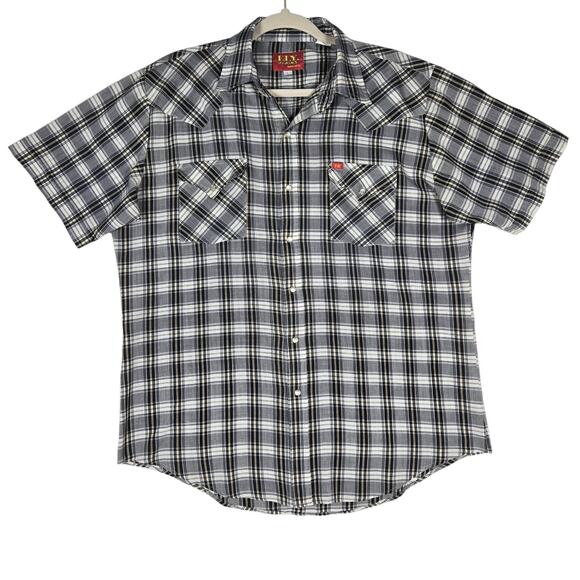 Vintage Ely Plains Pearl Snap Western Shirt Mens L Cowboy Rodeo 80s 90s - Picture 1 of 12